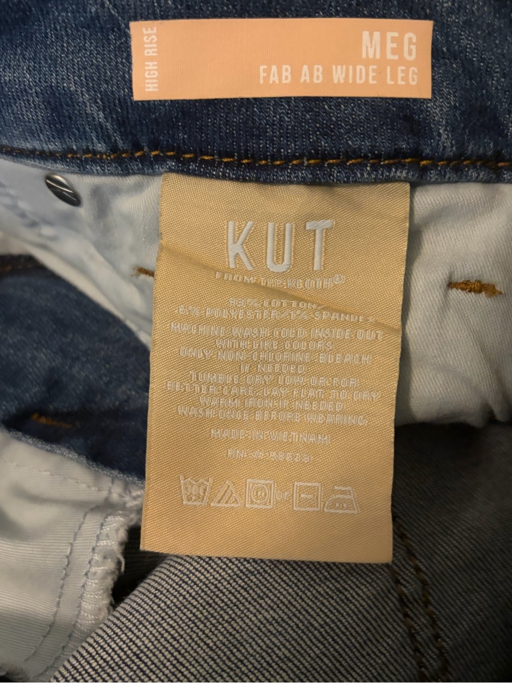 Kut from the Kloth Meg High Rise Fab Ab Wide Leg Jean Color Milestone Size 4 NWT - Picture 16 of 16